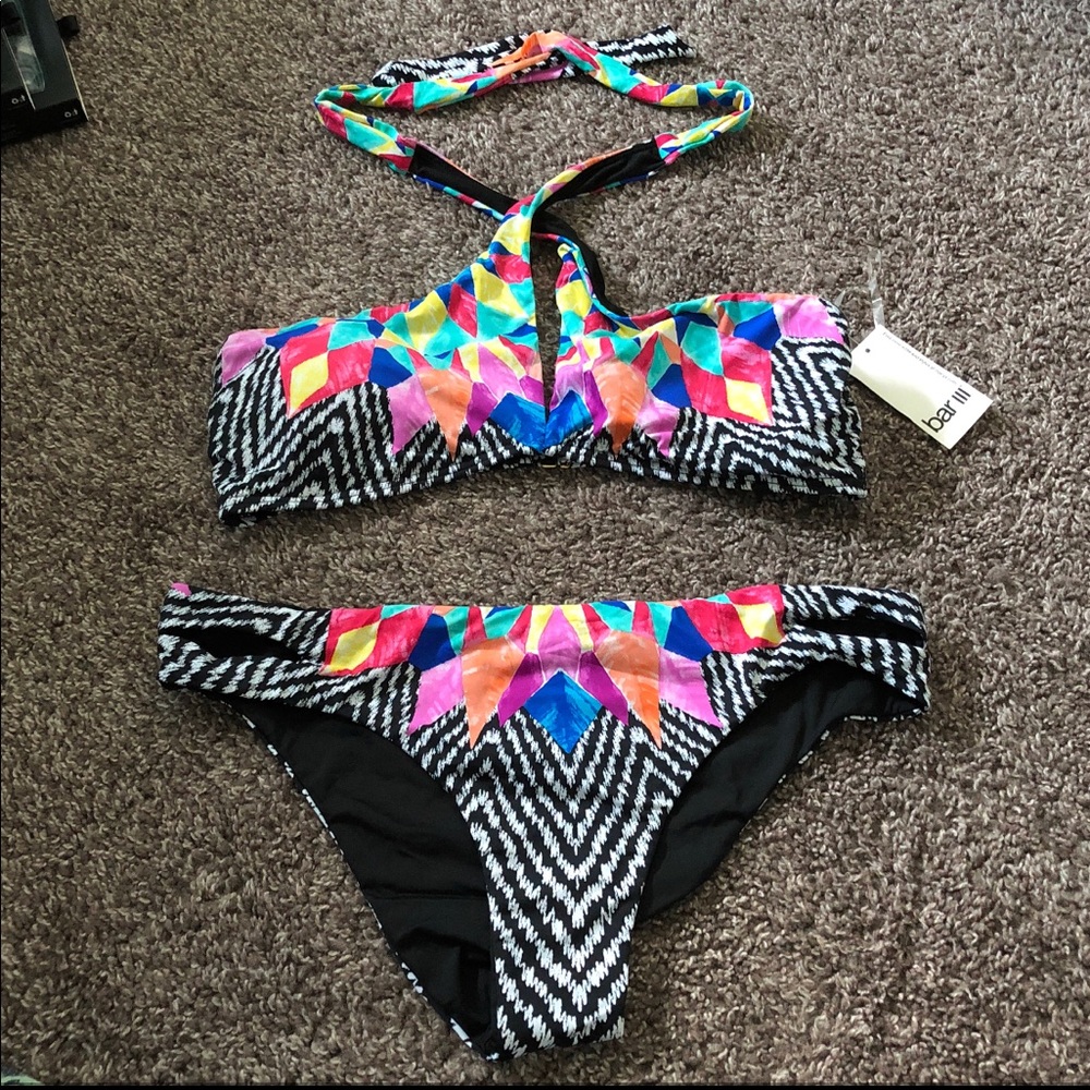 Bar III Feathered Daze Bikini Size Large NEW